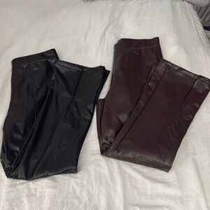 2 Pack - brown/black flare leather pants